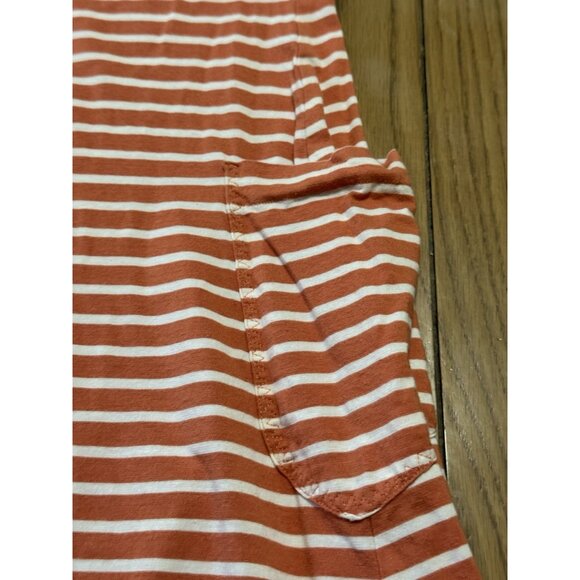 Toad &Co Muse Midi Dress Women’s M Orange Stripe Adjustable Drawcord Pocket - Picture 5 of 11